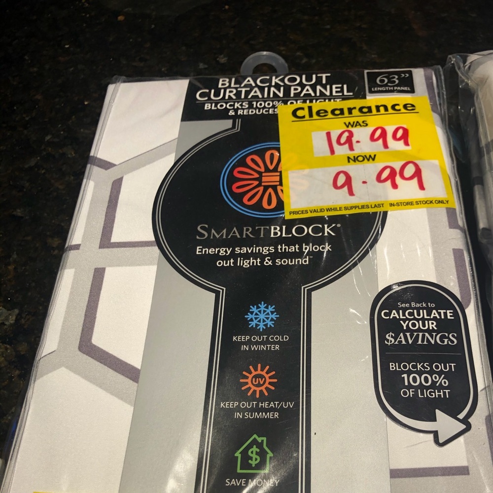 Pair of blackout curtain panels.